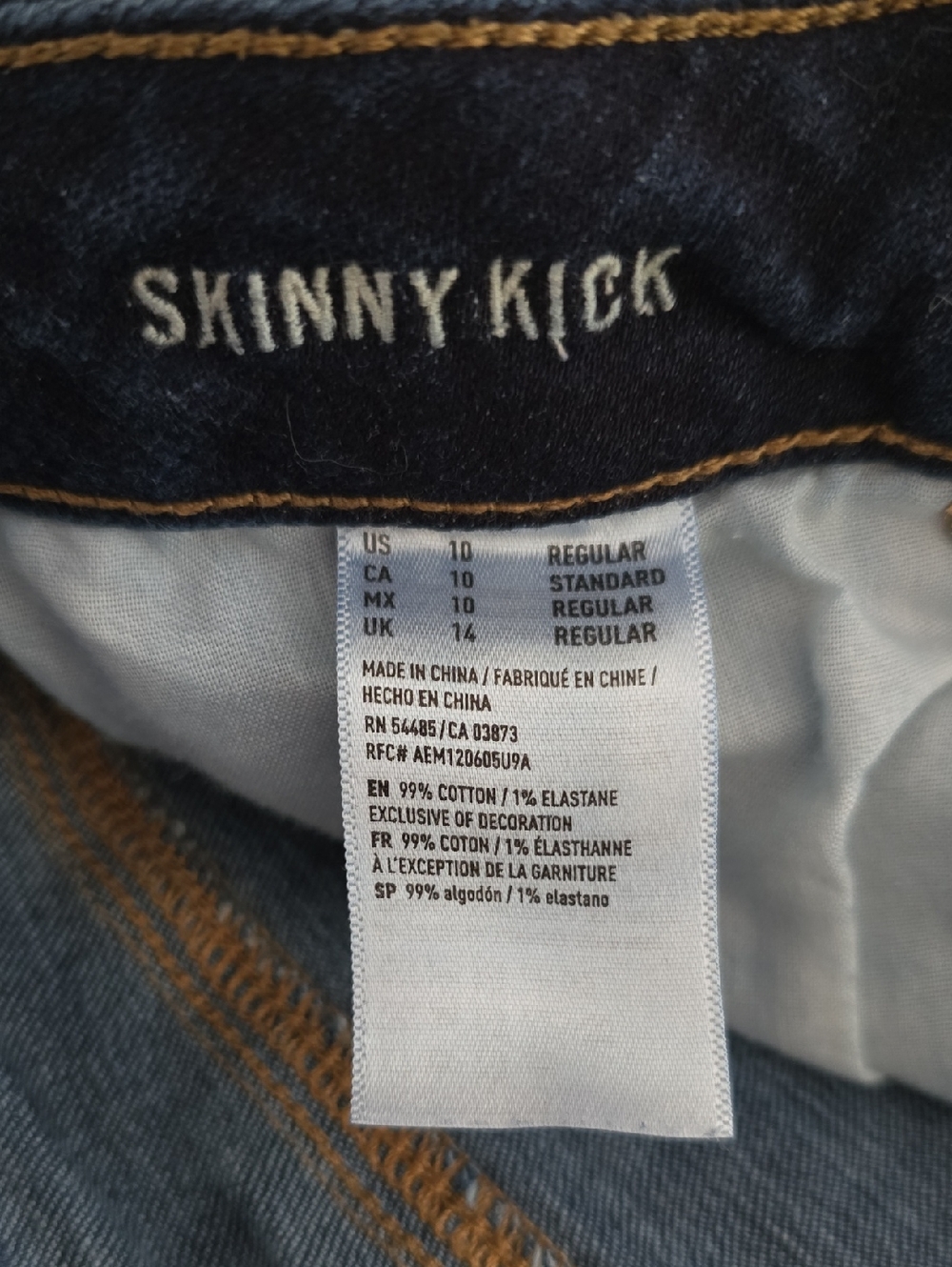 American Eagle Outfitters Dark Indigo Skinny Kick Jeans - Sz 10 Regular - Picture 3 of 9